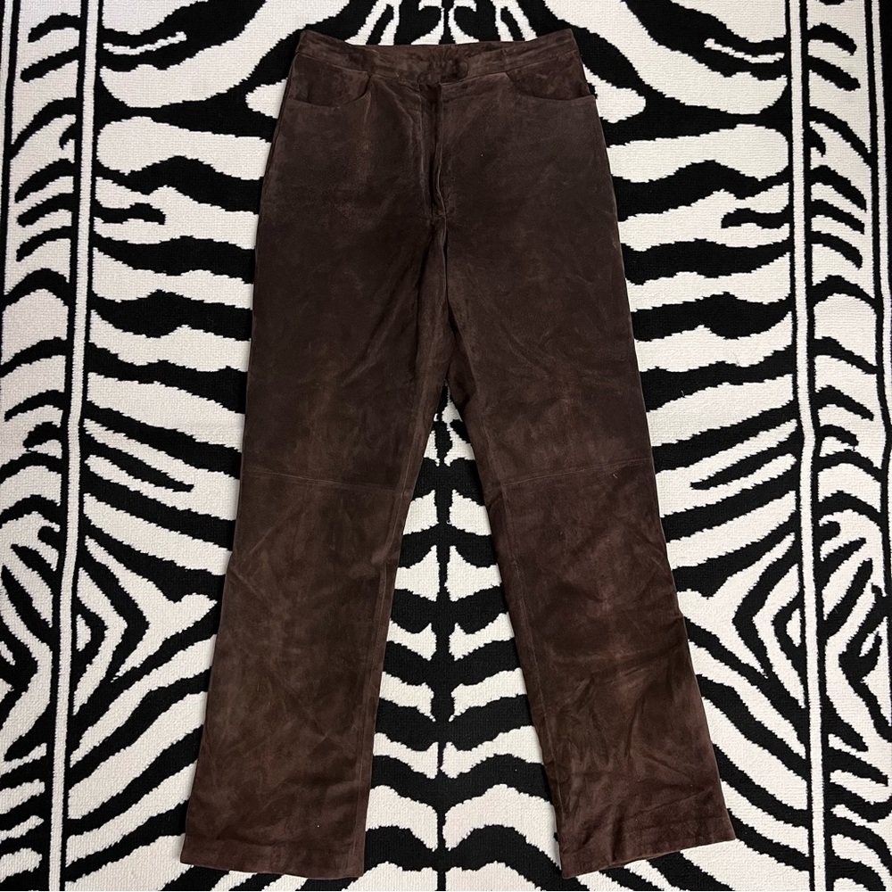Vintage Suede Mocha High Rise Straight Leg Ankle Pants Brown Size 28